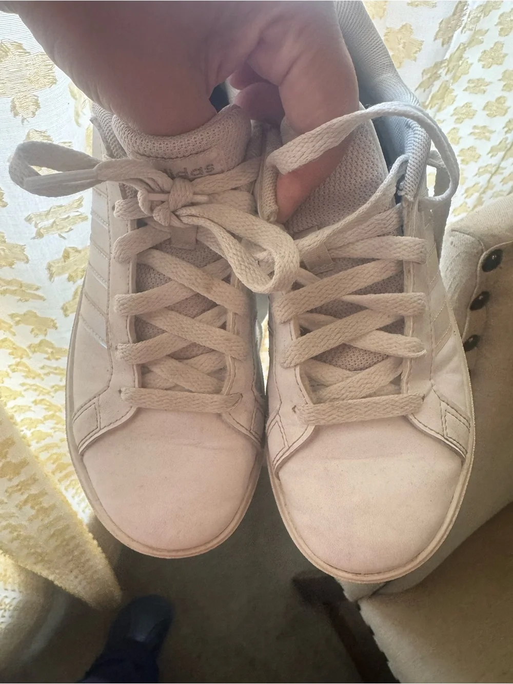 adidas White Sneakers with Iridescent Stripes